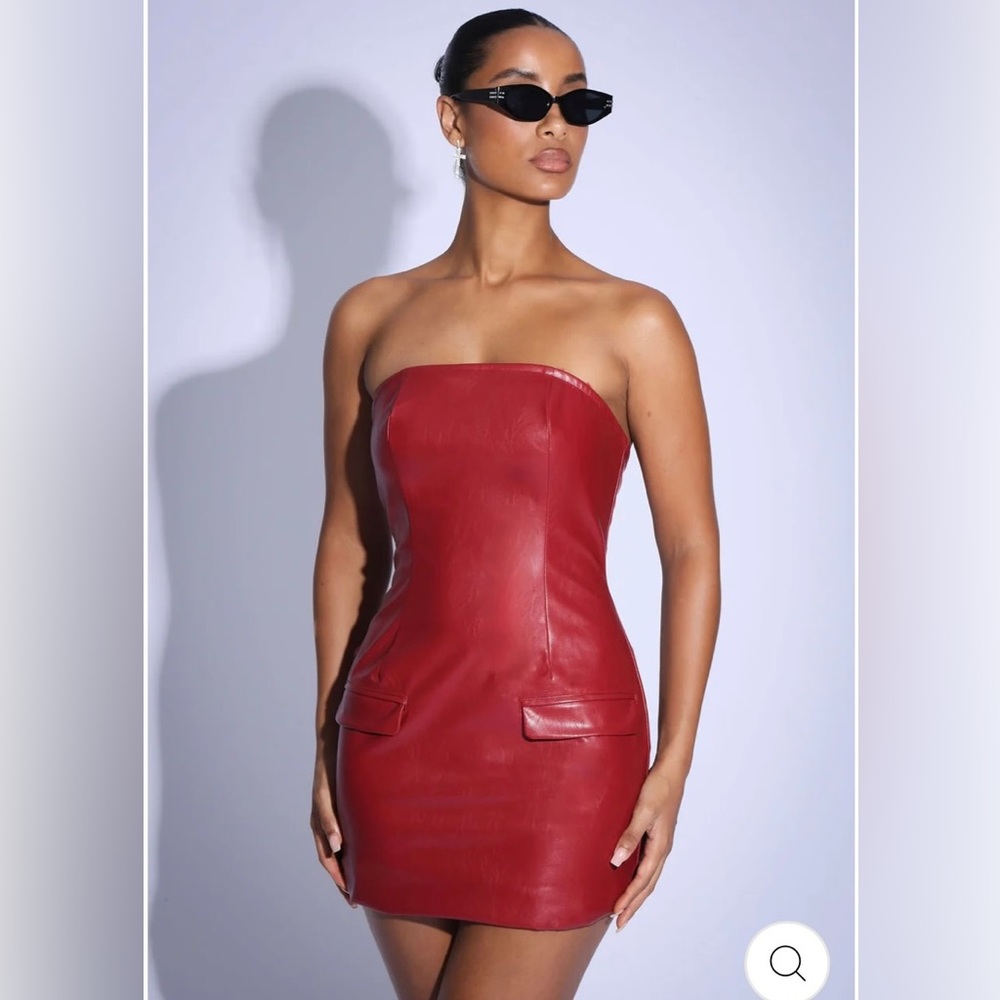 Murci UK Red PU Leather Corset Mini Dress